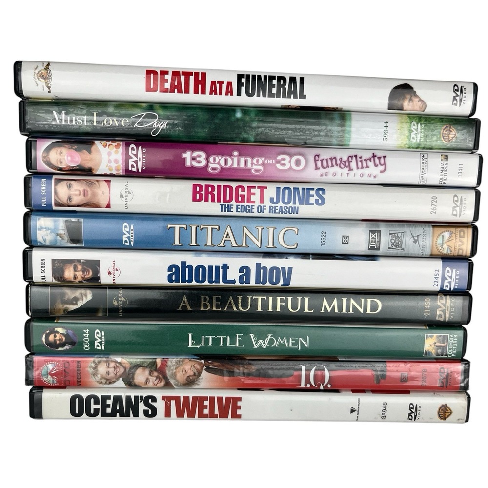 Lot 10 DVDs Titanic Oceans 12 Little Women Beautiful Mind Bridget Jones 13 On 30